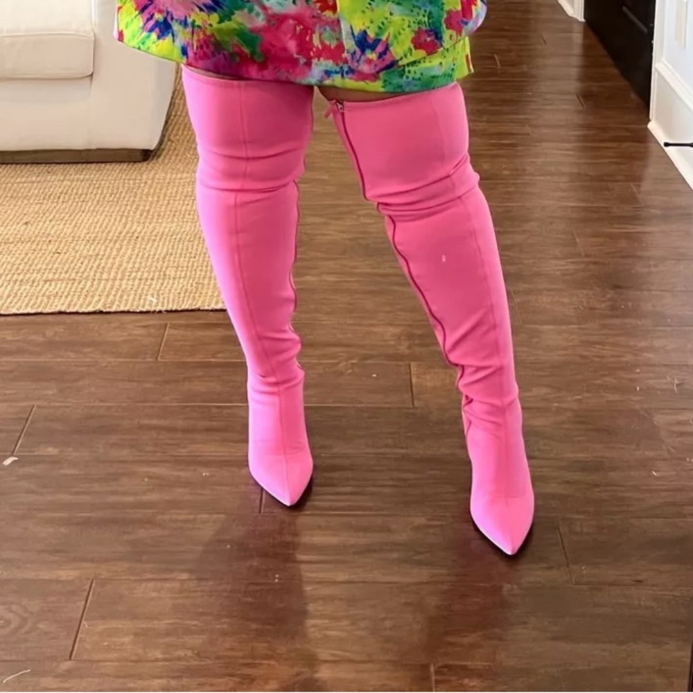 New Wide Calf Eloquii Pink Thigh Boots